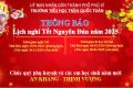 TRƯỜNG TIỂU HỌC TRẦN QUỐC TOẢN THÔNG BÁO LỊCH NGHỈ TẾT
