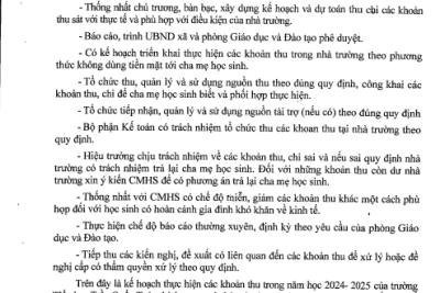 BIÊN BẢN v/v niêm yết công khai Kế hoạch thu chi các khoản thu dịch vụ phục vụ, hỗ trợ hoạt động giáo dục, các khoản thu khác năm học 2024-2025